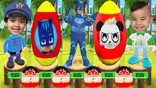 Tag with PJ Masks Catboy Ryan Team vs Combo Panda Team CKN Hero Run Mystery Surprise Egg