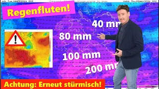 Erneut Sturmwarnung, Regenfluten bis Ende April, bis 200 Liter möglich. Wettertrend bis Anfang Mai!