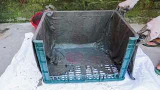 Cement ideas and old plastic baskets // Build aquarium, waterfall and potted plants combination