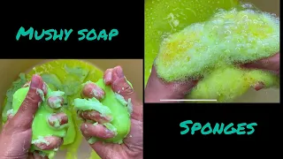ASMR  Mushy soap and  sponges. Sticky foam.