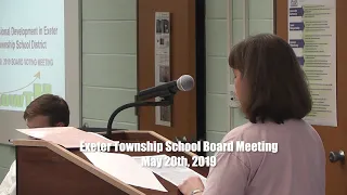 May 20 2019 Exeter Township School Board Meeting