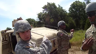 Army MPs hit a sign (Offroad HUMVEE Course)