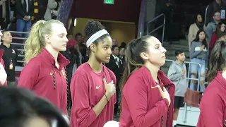 trojancandy.com:  The 2019 USC Women's Volleyball Team Stands for the Star Spangled Banner