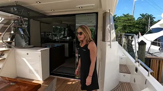 Cindy's first visit to our new Prestige 630 Flybridge