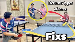 How to return 3 types of serve (Forehand Pendulum, Tomahawk & Backhand) | Fixs for English students