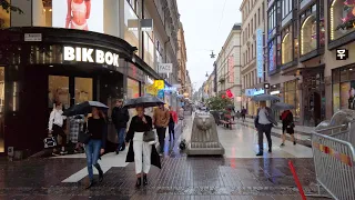 Walking in the Rain in Stockholm, Sweden (4K 60fps, Street Sounds ASMR)