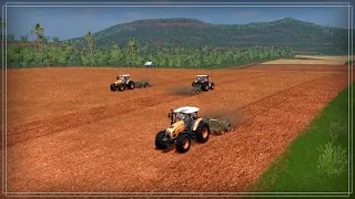 Farming Simulator 17 (CoursePlay) Вспашка поля несколькими тракторами..