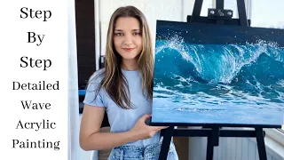 Detailed Wave Acrylic Painting STEP by STEP