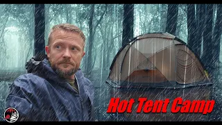 A Gas Stove Hot Tent Adventure in Heavy Rain - ASMR Relaxing Camp