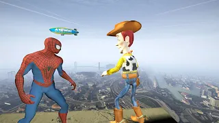 GTA 5 Epic Ragdolls SPIDERMAN vs WOODY Compilation (GTA 5, Euphoria Physics, Fails, Funny Moments)