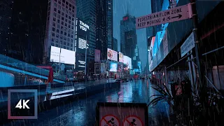 Walking in the Rain Times Square, New York, Rainy Morning Walk
