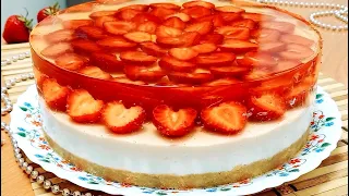 AWESOME Jelly Cake I Delicious cake WITHOUT BAKING I Festive cheesecake with strawberries and jelly
