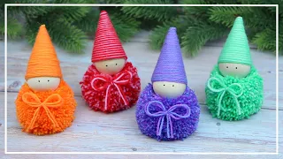 It's EASY AND FAST to make a cute yarn GNOME! Pompom Gnomes easy making / DIY NataliDoma