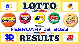 PCSO LOTTO RESULT 9PM DRAW   February 13, 2023