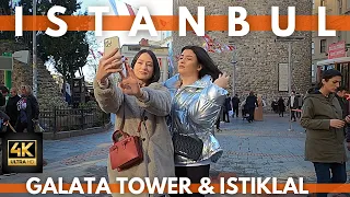 ISTANBUL TURKEY 2022 GALATA TOWER,ISTIKLAL STREET 22 DECEMBER WALKING TOUR | 4K UHD 60FPS |