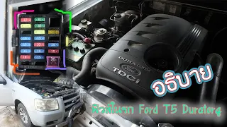 อธิบายกล่องฟิวส์ในรถ Ford T5 duratorq EP84. Explain the fuse box in the car Ford T5 duratorq.