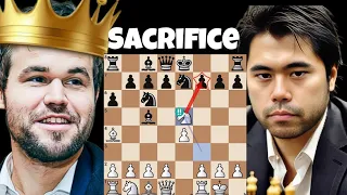 Carlsen vs Nakamura - The Brilliant Tactical Knight Sacrifice!