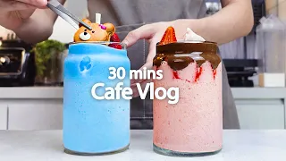 ☀️시원한 음료와 함께 즐기는 여름기🌻30mins Cafe Vlog/카페브이로그/Cafe Vlog/ASMR/Tasty Coffee#166