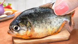 Catching and Cook Wild Fish Steamed with Mini Yummy in Miniature Kitchen - ASMR Cooking Video