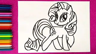 How To Draw Rarity My Little Pony Step By Step - MLP Coloring Pages + Drawing For Kids