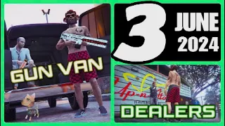 The Gun Van location & Street Dealers today June 3 2024 in GTA 5 (no RAILGUN this week)