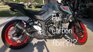 2021 MT03 Leo Vince slip on exhaust install and sound clips