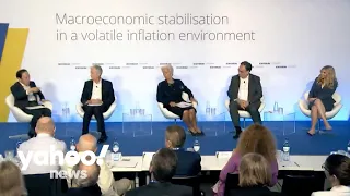 Powell and Largarde speak on volatile inflation on a panel at the ECB Forum on Central Banking