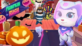 Talking Tom Hero Dash Halloween update Pumpkin Rush event Lunar Explorer Angela vs Roy Raccoon