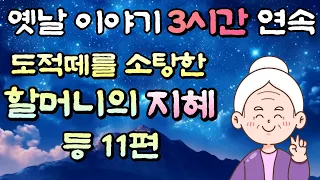 중간광고 없는 옛날이야기 3시간🌛할머니의 지혜 등 11편, 3시간 연속 묶음, 잠자리동화,꿀잠동화,오디오북