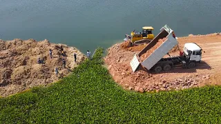 Amazing Build new road Mighty strong  bulldozer shantui Clearing Land into water Create a good road