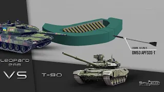 Leopard 2A6 VS T-90 | DM53 APFSDS-T Armour Piercing Simulation