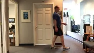 Walking backwards with foot rocking motion