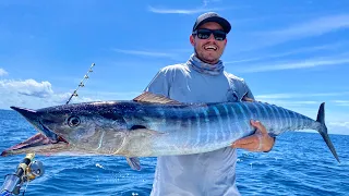 Monster wahoo landed + slow jigging reef fish!