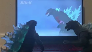 Godzilla and GMK react to GODZILLA VS KRATOS | Animation (GOW III VS GODZILLA R.A.T)