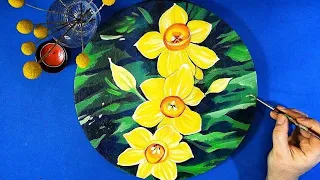 Easy way to paint relaxing tutorial Narcissus flower/step by step acrylic painting video/#127