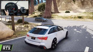 Audi RS6 C8 Avant TOP SPEED - GTA 5 Gameplay with Steering Wheel - Realistic Driving
