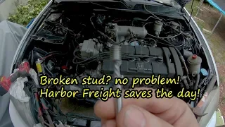 How to remove/extract a broken bolt or stud with harbor freight bits and cheap drill
