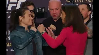 Weili Zhang vs. Joanna Jędrzejczyk - Media Day Face-Off - (UFC 248: Adesanya vs. Romero) - /r/WMMA