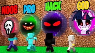 Minecraft Battle: NOOB vs PRO vs HACKER vs GOD: SCARY TUNNEL CHALLENGE  / HORROR Minecraft Animation