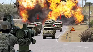 Hellfire - Large RUSSIAN Column destroyed by UKRANIAN Defenders - Russia lost entire Convoy - ARMA 3