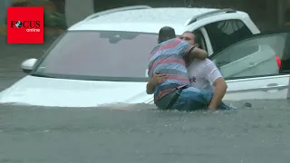 Unwetter flutet ganze Straßen in Nürnberg - Familie kann sich gerade noch retten