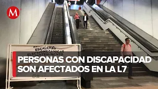 Denuncian falla de escaleras eléctricas en la Línea 7 del Metro
