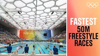 Top 10 Fastest 50m Freestyle times at the Olympics! | Top Moments