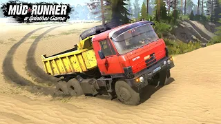 Spintires MudRunner TATRA 815 Dump Truck Driving On Sand