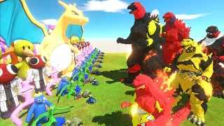 LAVA GODZILLA WAR - RAINBOW TEAM vs EVOLUTION OF LAVA GODZILLA - Animal Revolt Battle Simulator