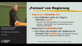 Grundkurs Politische Systeme - 13/14 - Regierung und Verwaltung - Prof. Dr. Werner J. Patzelt