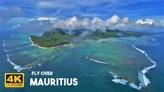4K - Fly over Mauritius 🇲🇺 Morne Brabant, Underwater waterfall, Blue bay, Mauritius Helicopter