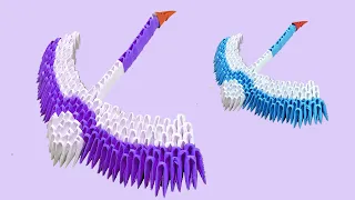 ЖУРАВЛЬ модульное оригами из бумаги пошагово