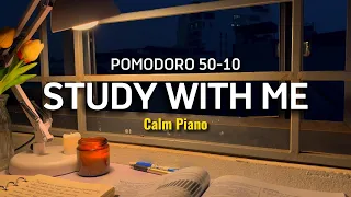 2-HOUR STUDY WITH ME / calm piano 🎹 / My room at Sunset / Pomodoro 50-10