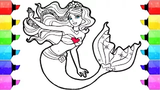 Barbie Coloring Pages Mermaid | How to Draw and Color Barbie Sereia Mermaid Coloring Book Pages